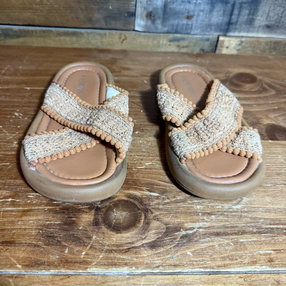 Girls Crochet Sandals Crossover Slides Girls Size‎ 2.5